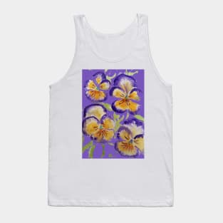 Viola Watercolor Purple Floral Pattern on Purple Tank Top